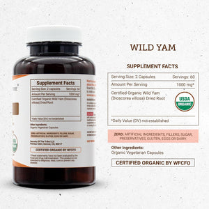 Secrets of the Tribe Wild Yam USDA Organic 120 Capsules | Made with Organic Vegetarian Capsules and Responsibly Farmed Wild Yam (Dioscorea Villosa) Dried Root (120 Capsules)