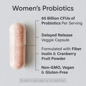 Sports Research Women'S Probiotics with Prebiotics, 65 Billion CFU - Vegan Capsules for Gut Health & Digestive Support, Probiotics for Women with Cranberry - Non-Gmo Verified & Gluten Free - 30 Count