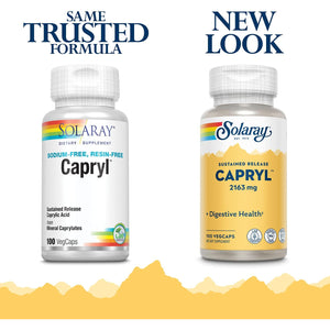 SOLARAY Capryl | Sustained Release Caprylic Acid | Healthy Gastrointestinal Tract Support | 16 Servings | 100 Vegcaps