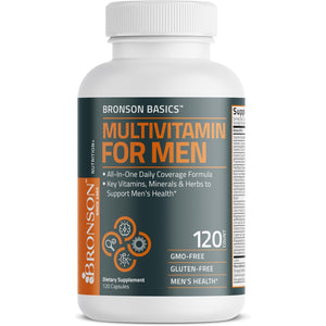 Bronson Multivitamin for Men All-In-One Daily Coverage Formula Key Vitamins, Minerals & Herbs to Support Men'S Health, 120 Capsules