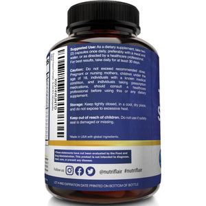 Nutriflair Thyroid Support Complex, 120 Capsules - with Iodine, Black Pepper, Ashwagandha, Vitamin B12 - Thyroid Supplement for Women and Men