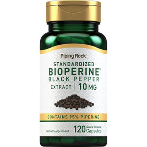 Piping Rock Bioperine Supplement 10Mg | 120 Capsules | Black Pepper Extract | 95% Piperine | Gluten Free, Non-Gmo