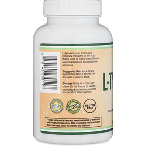 L-Tyrosine 1,000Mg per Serving, 120 Veggie Capsules (L Tyrosine Supplement for Memory, Attention, and Focus) Amino Acid, Vegan Safe, Non-Gmo by Double Wood