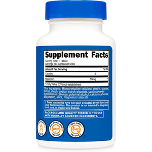 Nutricost Melatonin 10Mg, 240 Tablets - 10Mg per Serving, Non-Gmo, Gluten Free
