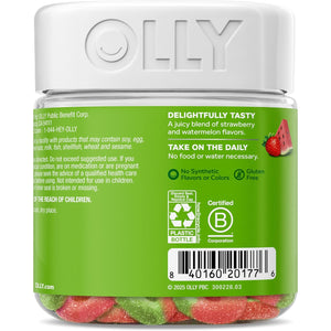 Olly, Fiber Gummy Rings, 5G Fos Prebiotic Fiber, Digestive Health Supplement,* Strawberry Watermelon Flavored, 25 Day Supply, 50 Count