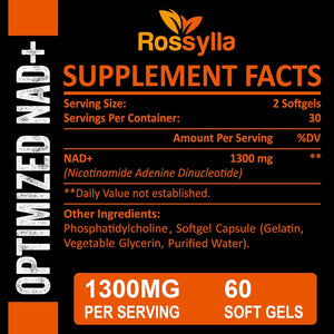 Liposomal NAD+ Supplement, 1300 Mg per Serving, NAD plus Supplement with Liposomal Delivery, Supports Cellular Energy and Healthy Aging, 120 Softgels