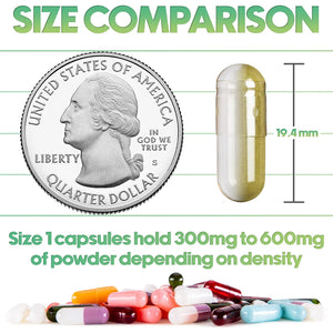 XPRS Nutra Size 1 Empty Capsules - 100 Count Clear Empty Gelatin Capsules - Empty Pill Capsules - DIY Capsule Filling - Fillable Pure Bovine Pill Gel Caps Pills for Do-It-Yourself Supplements