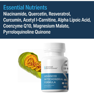 Advanced Bionutritionals – Advanced Mitochondrial Formula Support Supplement, Healthy Aging, Repair, Energy Optimizer with Coq10, PQQ, Alpha Lipoic Acid, Gluten Free, Vegan, Non GMO (60 Tablets)