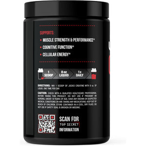 Jocko Fuel Creatine Monohydrate, Pure Micronized Powder for Men & Women, Supports Muscle Growth, Strength, Recovery & Cognition, Unflavored, 450 Grams, 90 Servings
