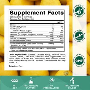 Vitamatic Hydrolyzed Collagen Gummies with Vitamin C, Zinc and Biotin, 200 Mg - Healthy Skin Support - 60 Gummies