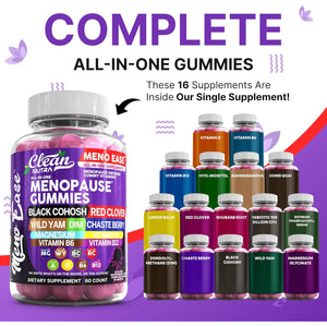 Menopause Supplement for Women Gummies with Black Cohosh, Wild Yam, DIM, Magnesium, Red Clover Chasteberry for Hormone Balance Relief Night Sweats Mood plus Bergamot, Vitamin D3, Vitamin B6 B12