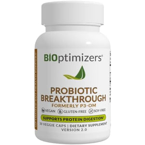 Bioptimizers Probiotic Breakthrough – Lactobacillus Plantarum OM Probiotics & Prebiotics Health Supplement for Gut, Digestive & Immune Support Probiotics for Women Men Elderly– 30 Vegan Capsules