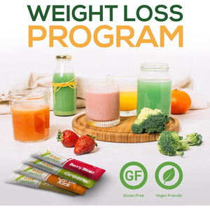Raw Fountain 3 Day Juice Cleanse Detox, 24 Powder Packets, Travel and Vegan Friendly, 4 All Natural Flavors, Includes Protein (3 Day)