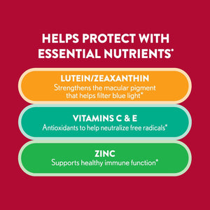 Ocuvite Eye Vitamin & Mineral Supplement, Gummy Multivitamin for Eyes, Zinc, Vitamin C & E, Lutein & Zeaxanthin Supplements for Vision Support for Adults, 60 Gummies