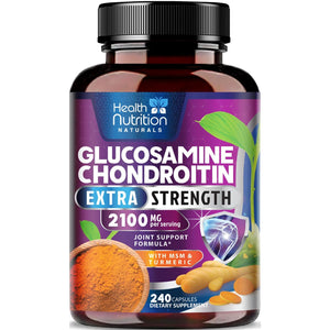 Glucosamine Chondroitin MSM Complex - 3X Strength Joint Support Supplement with Glucosamine Sulfate, Turmeric, Boswellia - for Cartilage, Mobility & Flexibility - Bottled in USA - 240 Capsules