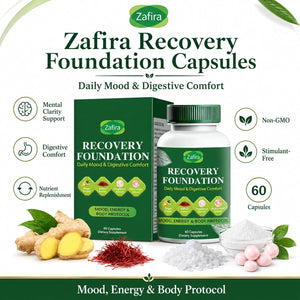 Zafira Recovery Foundation Capsules – Clear Mental Fog, Reduce Hair Loss & Boost Digestion | Clinically Tested, All-Natural Ingredients,Non-Gmo, 60 Capsules