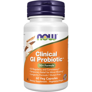 NOW Foods Supplements, Clinical GI Probiotic™, 50+ Formula, Strain Verified, 60 Veg Capsules