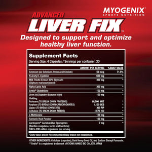 Myogenix Liver Fix – Professional Liver & Organ Detox Formula – Enhances Digestion – Supports Fat Metabolism – Easy-To-Swallow – Dietary Supplement (120 Capsules)