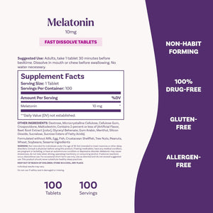 Natrol Melatonin 10Mg Fast Dissolve Tablets - Strawberry Flavor, 100 Count, Sleep Support, Fast Dissolve Melatonin for Adults, 100-Day Supply