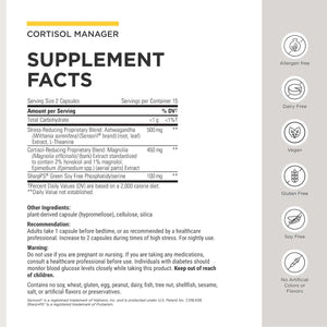 Integrative Therapeutics Cortisol Manager Allergen Free - Adrenal Health Support Supplement for Healthy Stress Response* - Vegan, Non-Dairy & Gluten-Free - 30 Capsules (15 Servings)