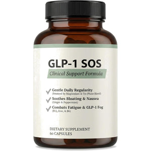 GLP-1 SOS™ Digestive Support for Ozempic Wegovy Mounjaro Users – Constipation, Sulfur Burps, Fatigue – Magnesium, Ginger, Probiotics, B12 – 60 Capsules