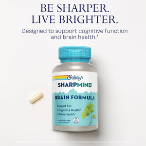 SOLARAY Sharpmind Brain Support Formula - Nootropic Brain Supplements - Cognitive and Brain Health Support with Ginkgo Biloba - 60-Day Guarantee, 60 Servings, 60 Vegcaps