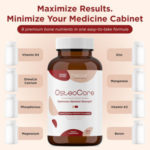 Osteocore - Calcium Supplements for Women (1 Month Supply) Osteoporosis & Bone Health - Calcium Absorption - Vitamin D3 & Vitamin K2 Complex - Gluten Free, Non GMO, Made in USA by Heale - 120 Tablets