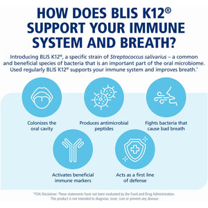 BLIS Throathealth Oral Probiotics K12 - Immune & Throat Support, Vanilla - 60 Lozenges, 2.5 Billion CFU