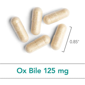Nutricology Ox Bile 125 Mg - Supports Fat Digestion - Delivers 125 Mg Concentrated Bile Salts per Serving - Hypoallergenic & Vegetarian - 180 Servings - 180 Capsules