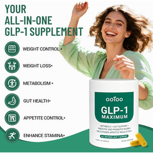 Ooioo GLP-1 Weight Loss Supplement with Berberine, Ceylon Cinnamon & Probiotic Blend for Appetite, GLP-1 Activate, Metabolism & Gut, Vegan, Non-Gmo, Halal Capsules for Men & Women
