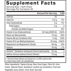 Force Factor Happy Mood, Mood Support and Balance Supplement to Support Happiness, Positivity, and Stress, Made with Magnesium, Saffron, Zembrin, Non-Gmo, Tropical Fruit Flavor, 30 Soft Chews