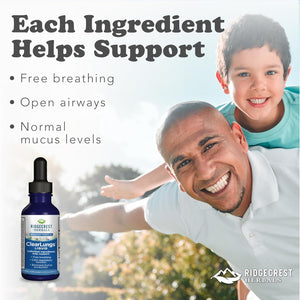 Ridgecrest Herbals Clearlungs Liquid Herbal Supplement, Orange Flavor Alcohol Free for Adults and Kids, Natural Lung and Nasal Wellness Formula for Bronchial and Mucus Support (2 Fl Oz, 29 Servings)