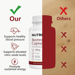Nutrise Beetroot Capsules – Energy & Circulation Support, Non-Gmo Vegan, 90 Capsules