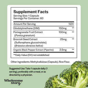 DIM Supplement Women | DIM SGS | Pomegranate, Broccoli and Black Pepper Blend | Estrogen & Hormone Balance for Women | Cell and Tissue Health | 60-Day Supply | Clean Label Project Certified