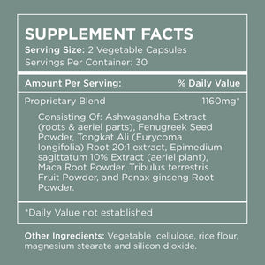Pure for Men T-Support Supplement | Vegetarian Total Support for Men with Maca, Vitamin D, & Ashwagandha, Muscle Health | Endurance, Strength, Focus, & Energy Support | 60 Capsules