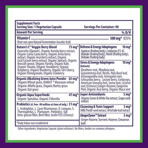 Paradise Herbs Earth'S Blend Vitamin C with Nature'S C and Adaptogens, Superfoods Base of Probiotics & Organic Alkalizing Greens, 90 Vegetarian Capsules
