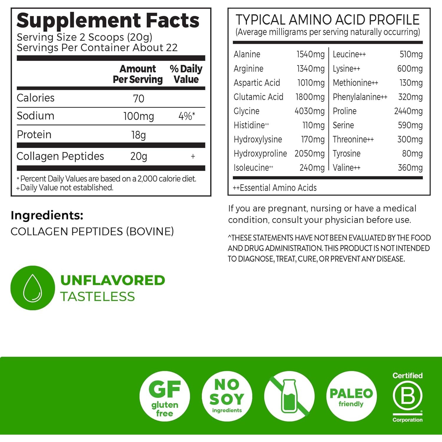 Orgain Hydrolyzed Collagen Peptides Powder for Women & Men, 20G Grass Fed Collagen, Unflavored - Hair, Skin, Nail, & Joint Support Supplement, Paleo & Keto, Non-Gmo, Type I and III, 1Lb