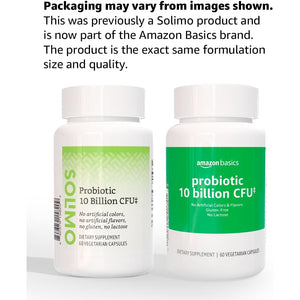 Amazon Basics Daily Probiotic, 10 Billion Active Cultures, Supporting Digestive and Intestinal Health, Capsule, 60 Count, Two Month Supply