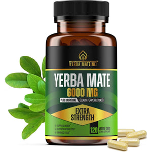 Extra Strength Yerba Mate High Potency, 60Mg Caffeine per Capsule, Extract Pills Supplements for Clean Natural Energy, Made in USA - 120 Caps