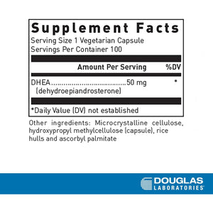 Douglas Laboratories DHEA 50 Mg Capsules - Micronized - Supports Hormone Balance, Immunity, Brain, Bone Health & Metabolism* - Non-Gmo - 100 Vegetarian Capsules