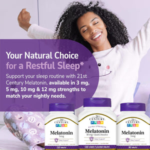 SMART MONKEY TECHNOLOGIES 21St Century Melatonin 10Mg Time Release, 120 Tablets | Non-Habit Forming Sleep Aid for Adults | Jet Lag & Shift Work | Promotes Restful Sleep | Gluten-Free & Non-Gmo