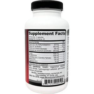 Beverly International Lean Out 120 Caps. Fat Burner with Metabolic Support. Lipotropics. Choline, Carnitine, Chromium. Stimulant-Free Belly Fat Burner. Get Leaner. Use AM & PM, Stackable Diet Pills.