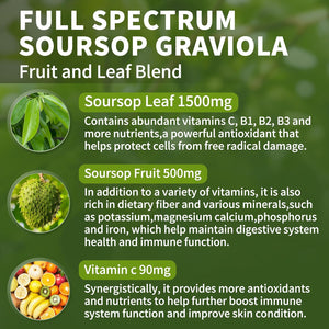 Soursop Graviola Liquid Drops 2000Mg, Organic Soursop Extract - 98% Absorption Soursop Bitters Liquid for Cell Support & Regeneration and Immune Boost, Sugar/Gluten Free, Natural Flavor, 2 Fl Oz
