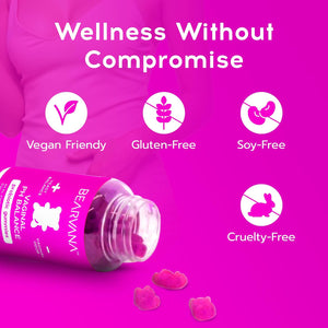 BEARVANA Vaginal Ph Support & Probiotic Gummies for Women | Feminine Wellness & Intimate Care Supplement with Vitamin C | Pineapple Flavor | 60 Gummies