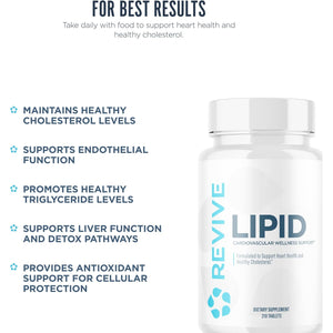 Revive MD Lipid Support Formula - Supplement Helps Maintain Healthy Cholesterol Levels, Endothelial Health & Triglyceride Levels - Beta Sitosterol, Citrus Bergamot & Pantethine (30 Servings)