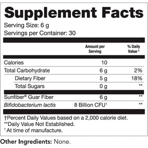 Tomorrow'S Nutrition Sunfiber GI, Prebiotic Fiber & Probiotics, 5G Prebiotic Fiber & 8 Billion Probiotics per Serving, Low FODMAP, 30-Day Supply, 30 Day