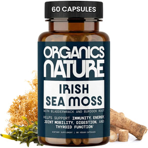 ORGANICS NATURE Irish Sea Moss Capsules 45 Servings | High Potency Seamoss Pills | Dr. Sebi Approved Sea Moss for Energy 90 Vegan Capsules