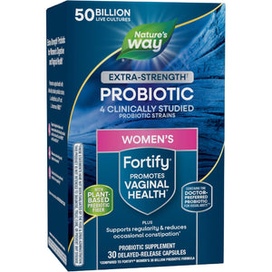 Nature'S Way Fortify Extra Strength Women’S Probiotic 50 Billion CFU, Potent Multi-Strain Probiotic for Digestive, Vaginal and Immune Support*, Once-Daily Capsule, 30 Capsules