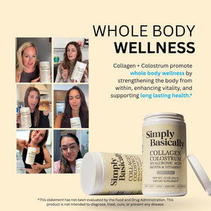 Colostrum & Collagen Peptides Powder with Biotin, Hyaluronic Acid & Vitamin C | Gut Health & Bloating, Immune Support, Hair, Skin & Nails Supplement | Unflavored | 30 Servings