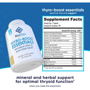Nuethix Formulations Thyro-Boost Essentials, Non-Glandular Support to Assist with Optimal Thyroid Function, 90 Capsules